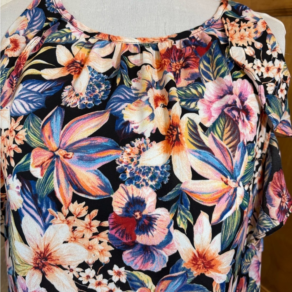 Blue and Pink Ruffled Sleeveless Blouse - Picture 2 of 10